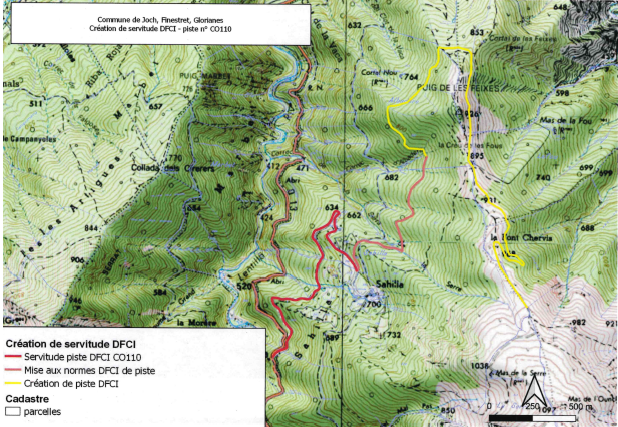 carte topographique où figure la piste en projet